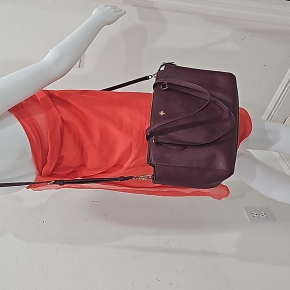 Tory Burch Emerson Micro Satchel Crossbody Shoulder Bag Burgundy Tote - Picture 5 of 16